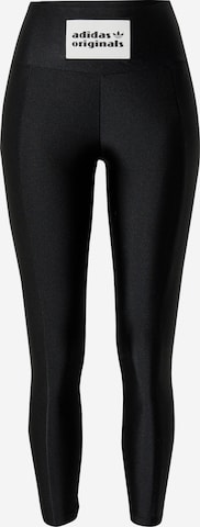 Skinny Leggings 'High Waist Label' de la ADIDAS ORIGINALS pe negru: față