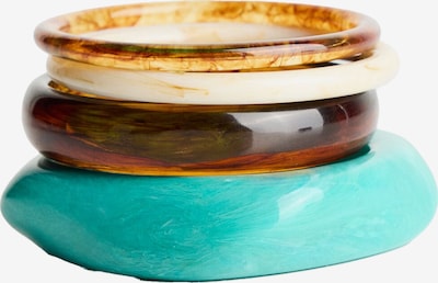 Bershka Bracelet en turquoise / cognac / vert foncé / blanc naturel, Vue avec produit