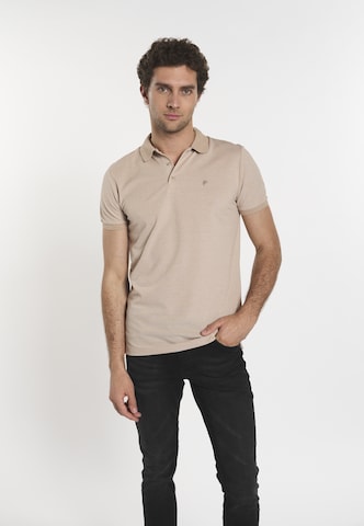 DENIM CULTURE T-shirt 'CALVIN' i beige: framsida