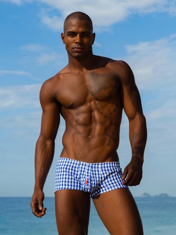 SEOBEAN Boxer shorts 'Checkered' in Blue