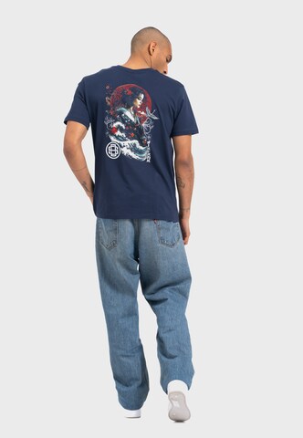 Oldskull T-Shirt 'Asian Blossom Queen' in Blau