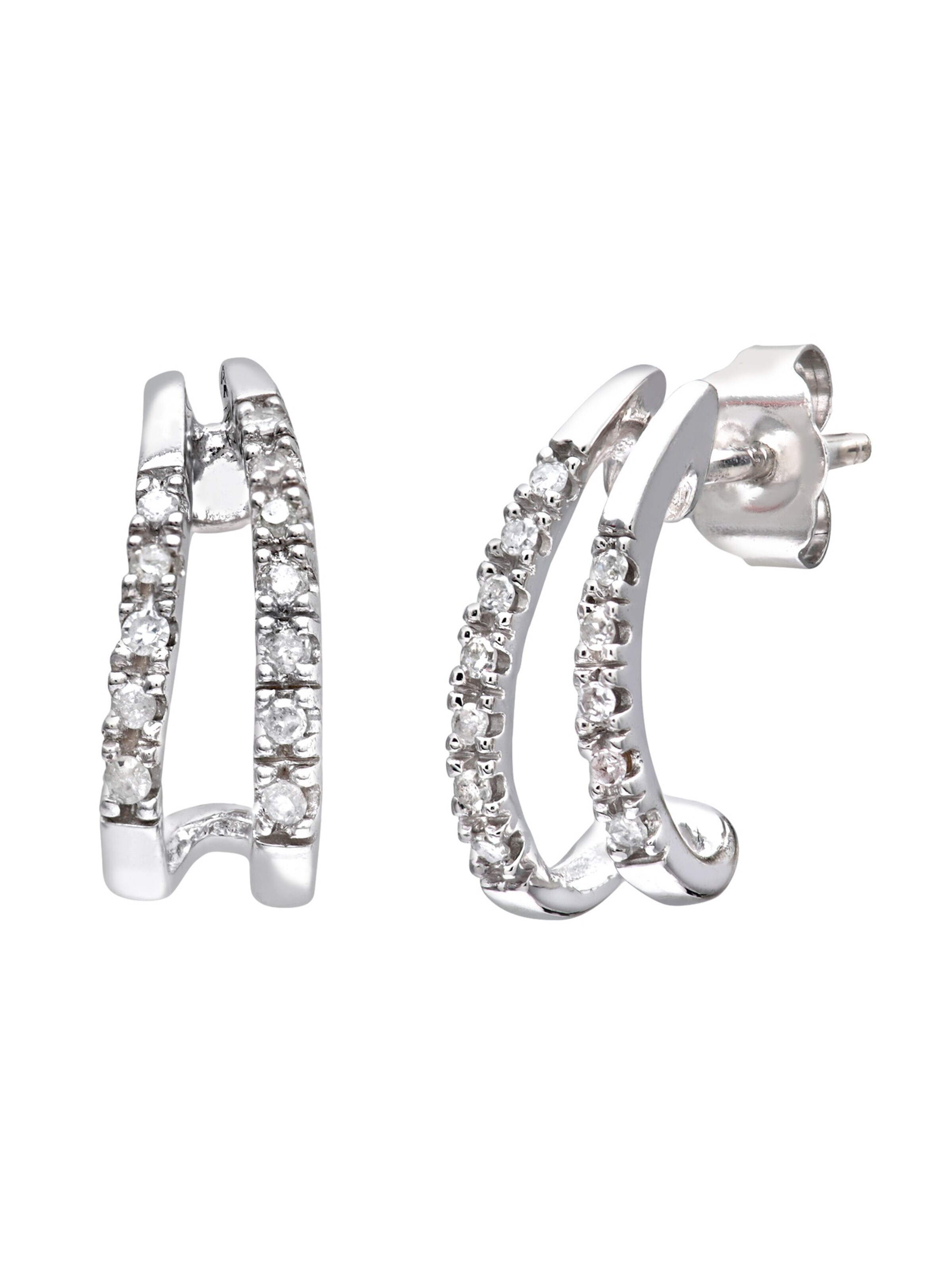 DIAMANT LETERNEL Ohrringe 'Ohrringe aus 375 Weißgold mit Diamant'‌‌‌‌ in Silber: Vorderseite