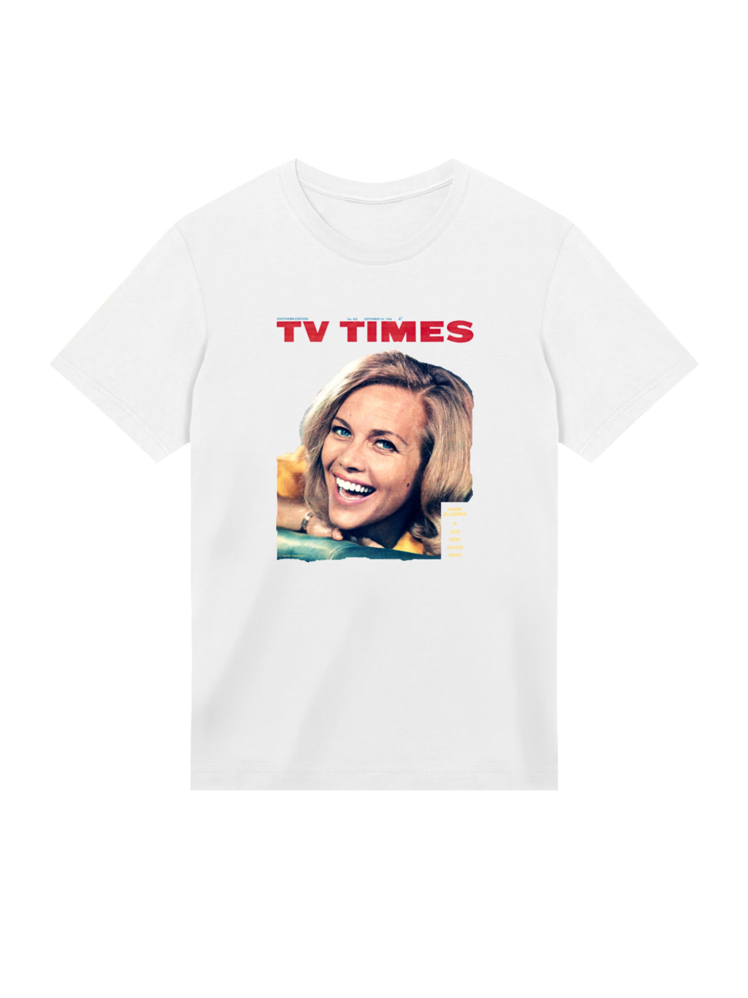 T-Shirt 'TV Times Honor Blackman 1964 Cover' F4NT4STIC en blanc : devant