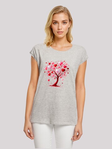 T-shirt 'Herz Baum Aquarell Druck' F4NT4STIC en gris : devant
