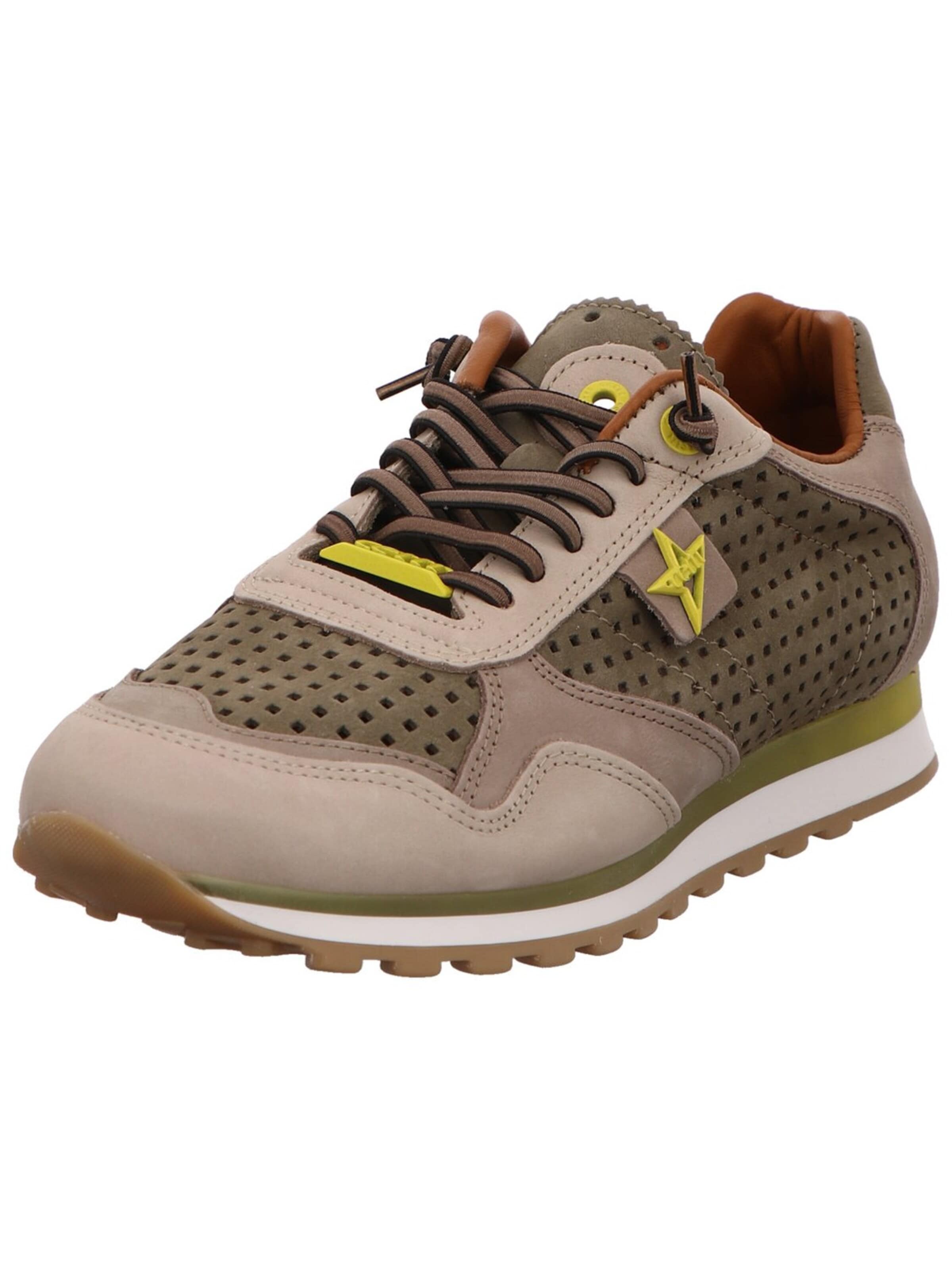 Cetti Platform trainers 'Sneaker Herren C848-Nobuck kaki Rauleder in khaki' in Green: front