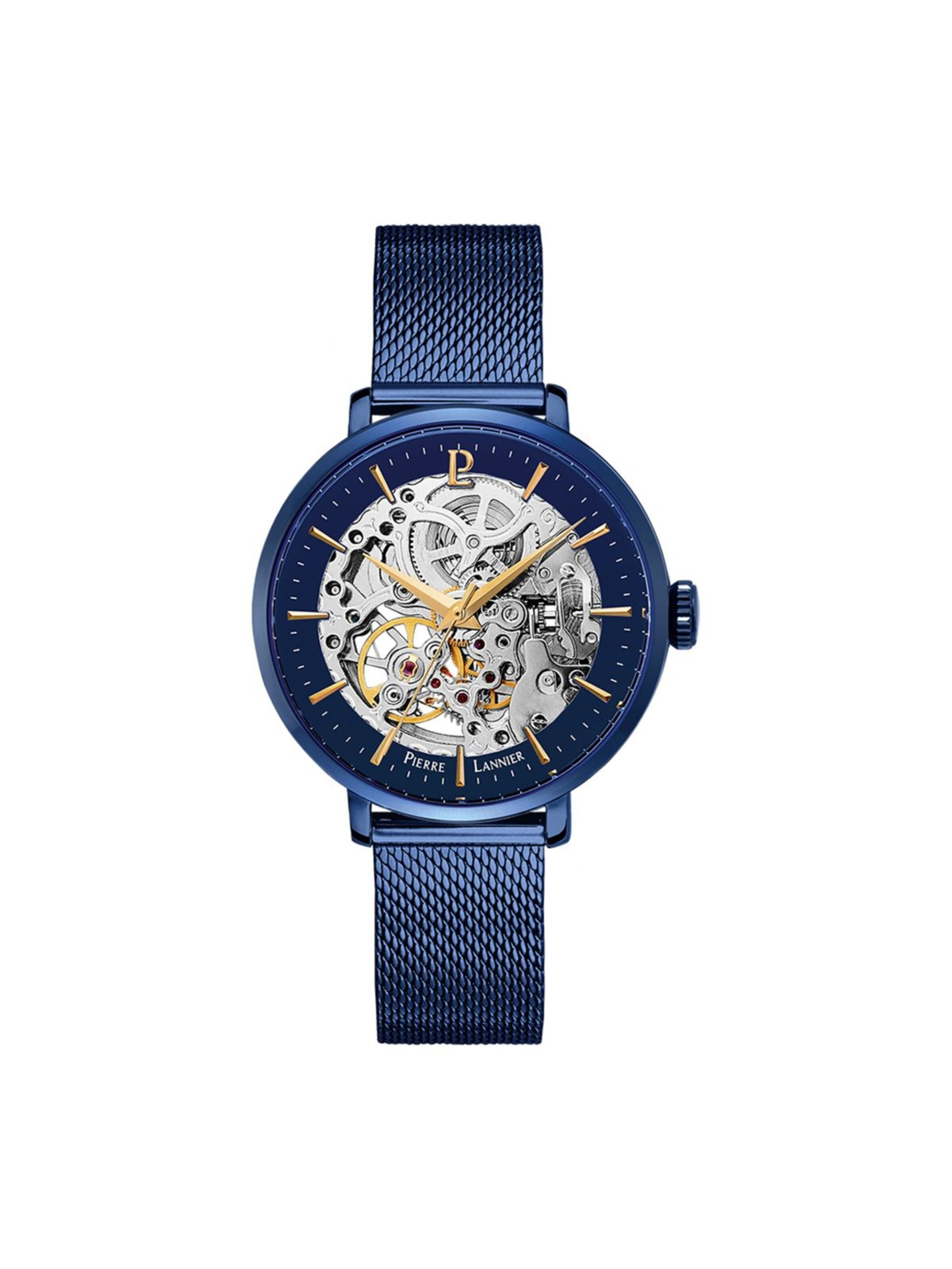 Montre à affichage analogique 'Pierre Lannier - Automatic watch Automatic - Automatic watch movement - Watch case width: 35 mm' Pierre Lannier en bleu : devant