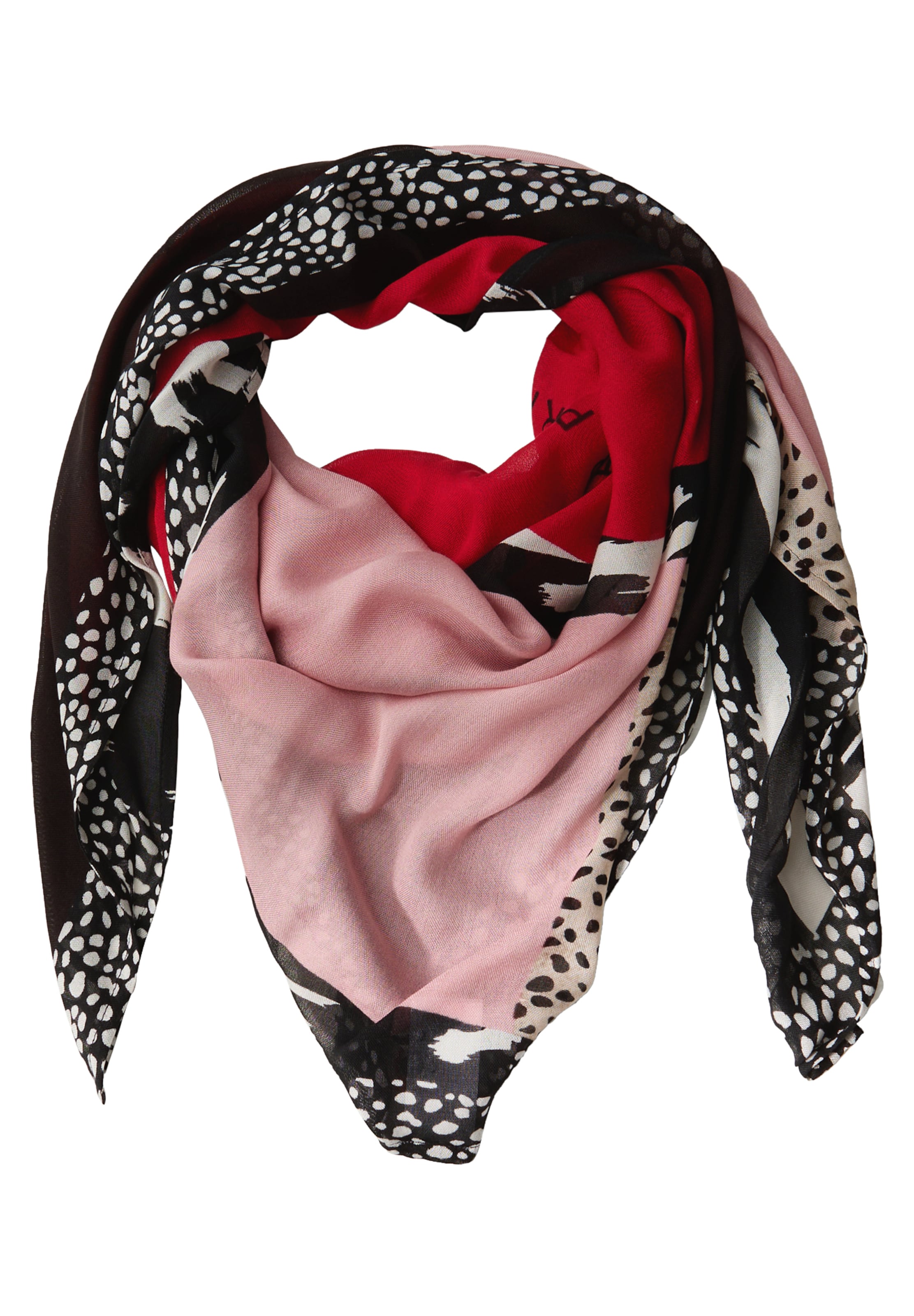 STREET ONE Tuch in rosé / rot / schwarz / weiß, Produktansicht