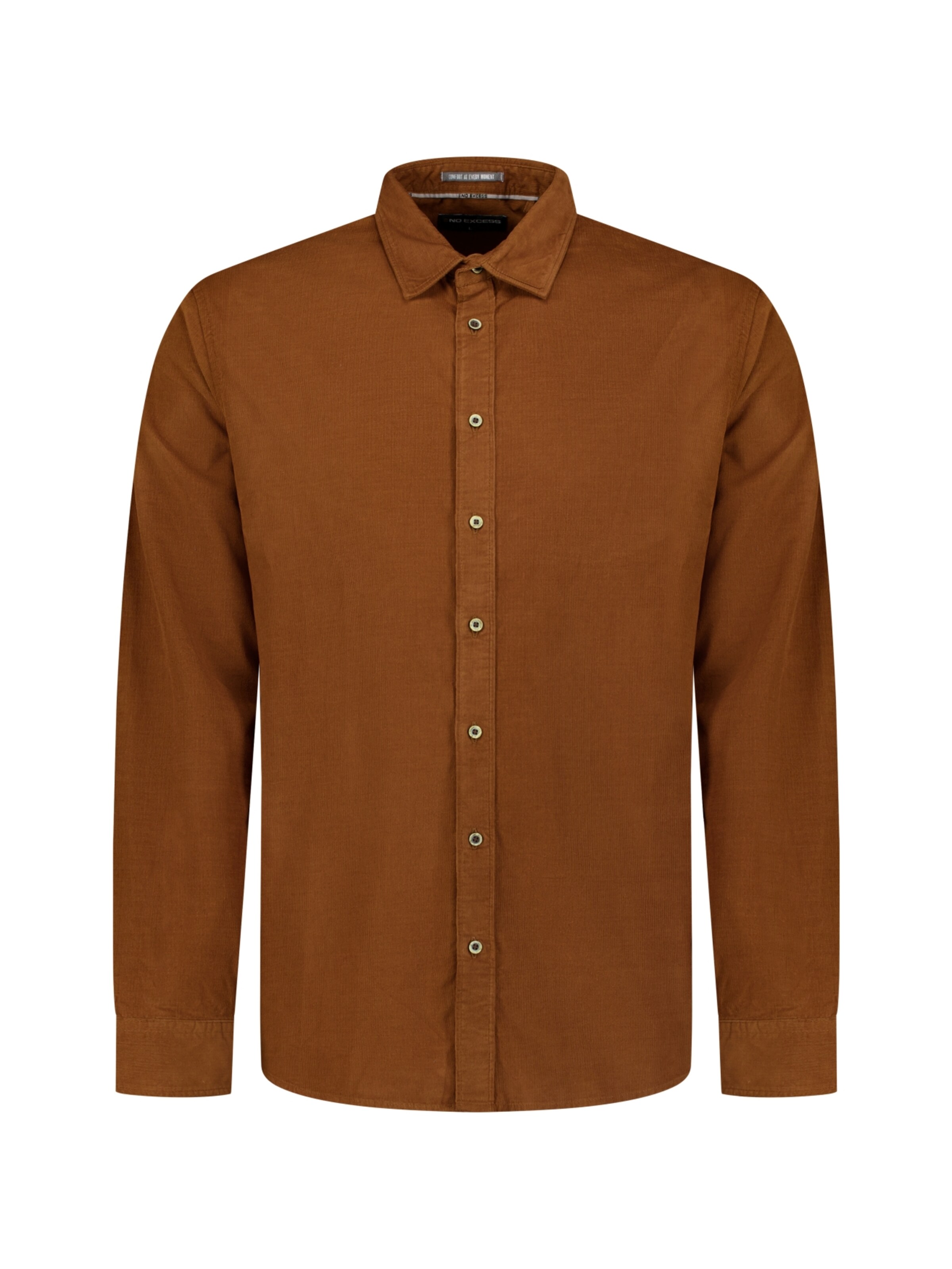 No Excess Regular fit Overhemd in Bruin: voorkant