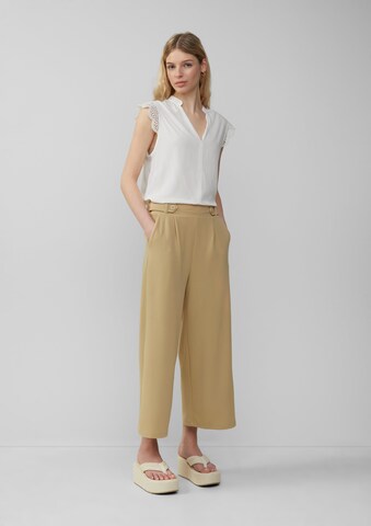 QS Wide leg Bandplooibroek in Beige