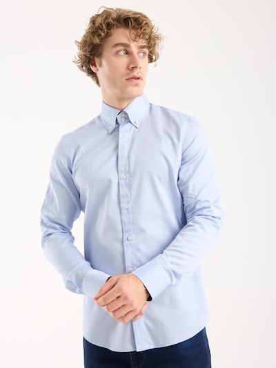7Camicie Chemise business 'Roma Iconic Satin Man Shirt Grey' en bleu clair, Vue avec produit