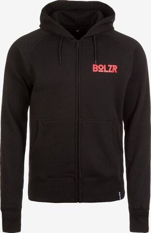Bolzr Zip-Up Hoodie in Black: front