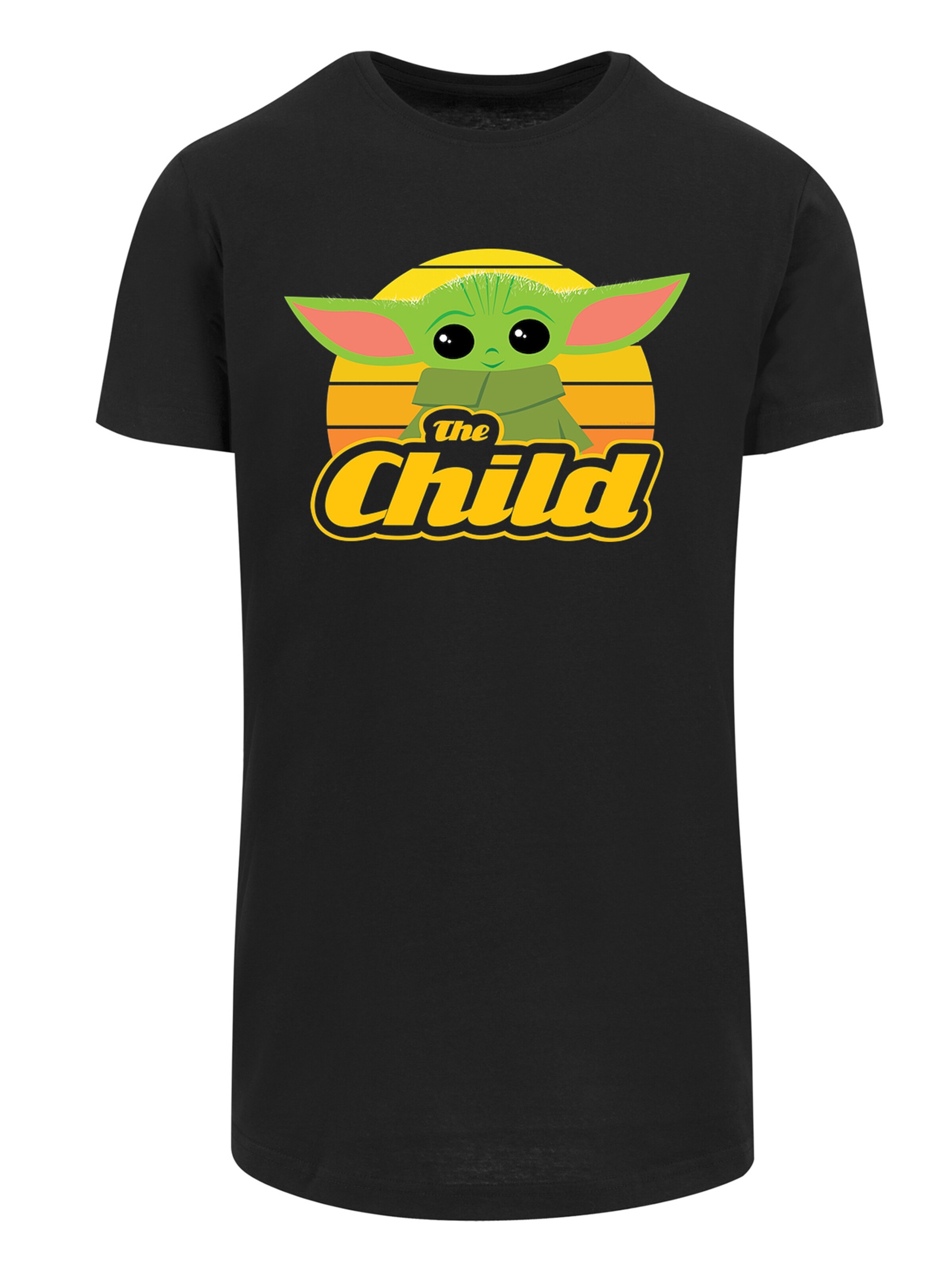 F4NT4STIC Shirt 'The Mandalorian Baby Yoda Retro' in Zwart: voorkant