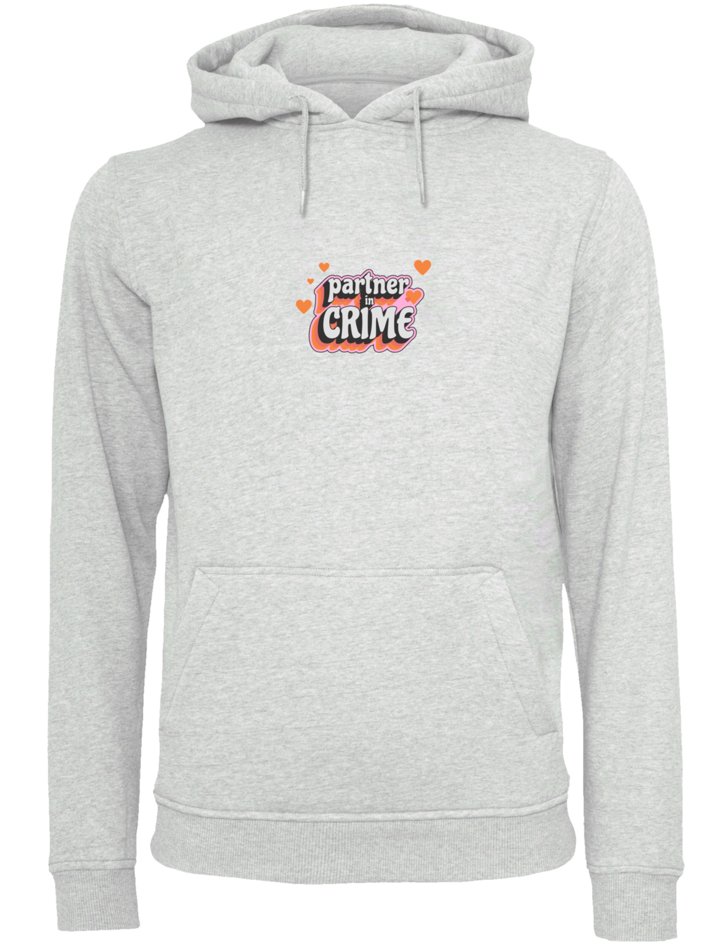 F4NT4STIC Sweatshirt 'Partner In Crime Valentinstag Partner Design' in Grijs: voorkant