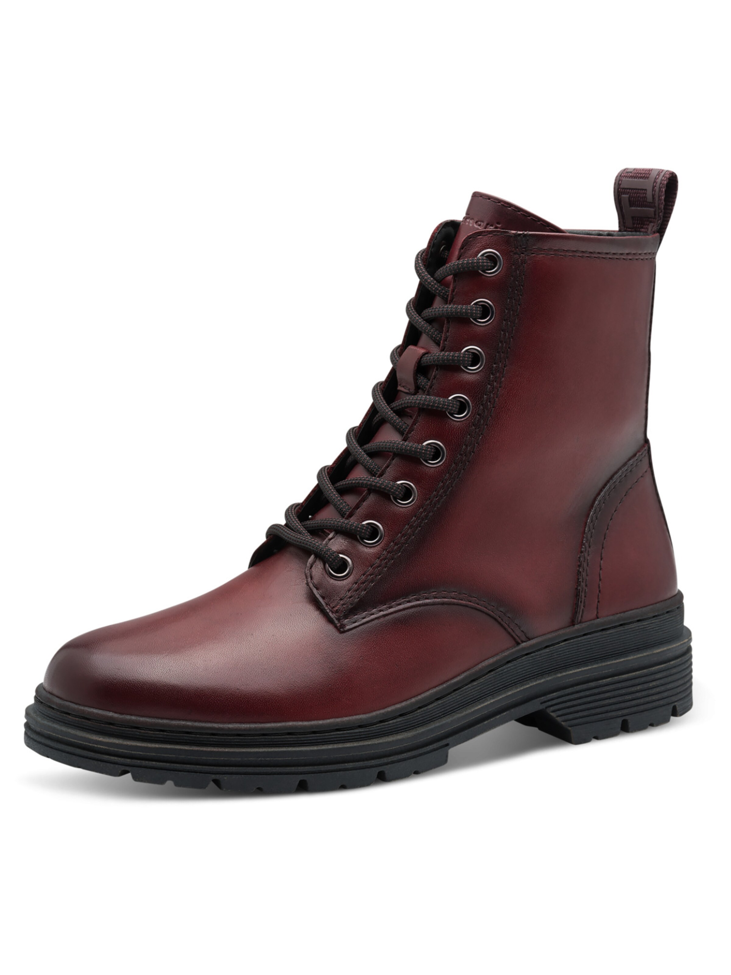 Tamaris Lace-Up Ankle Boots in Red