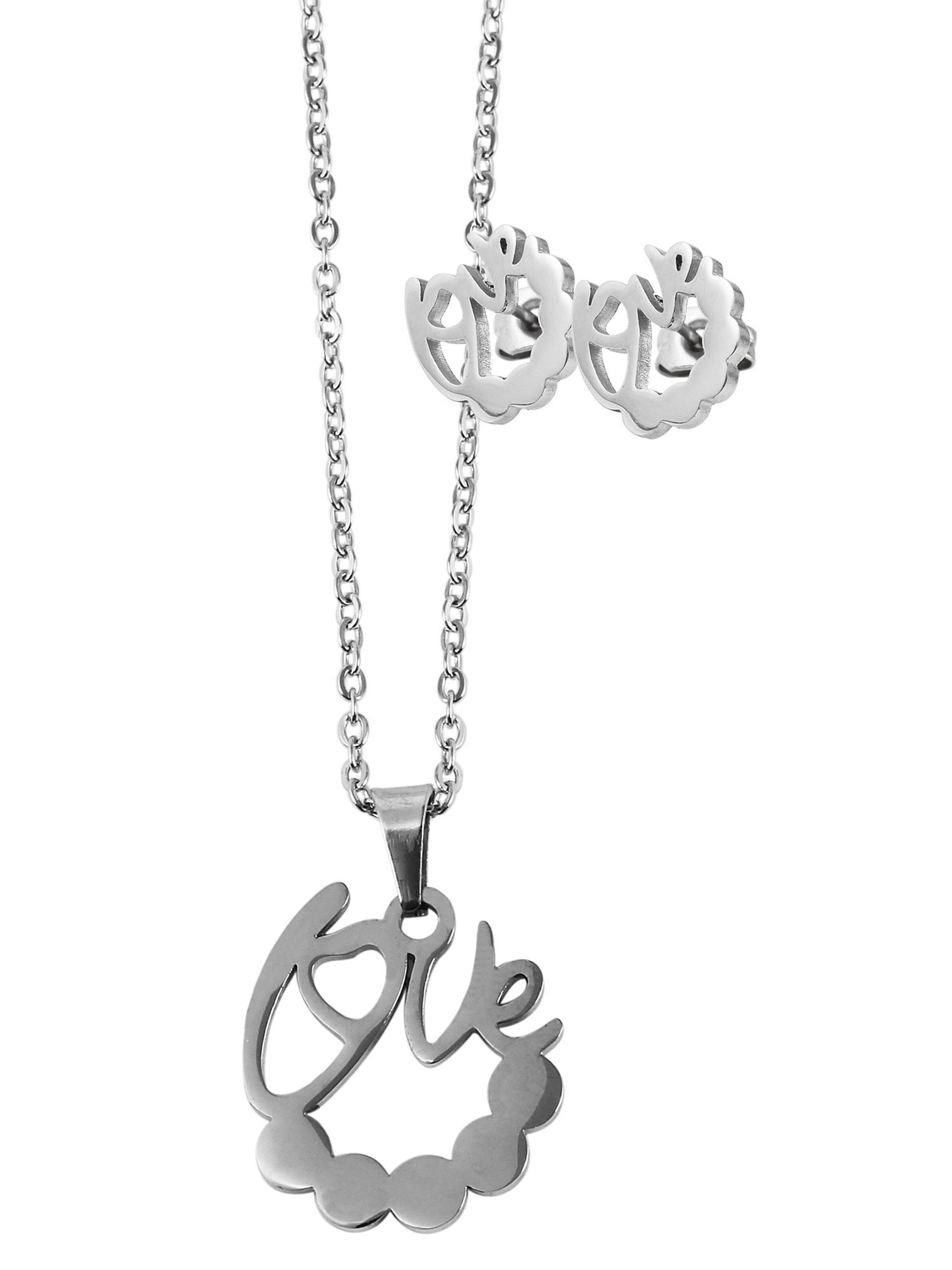 Akzent Schmuckset 'Edelstahl silber'‌‌ in Silber: Vorderseite