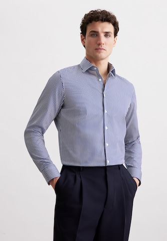 Coupe slim Chemise business 'Schwarze Rose' SEIDENSTICKER en bleu : devant