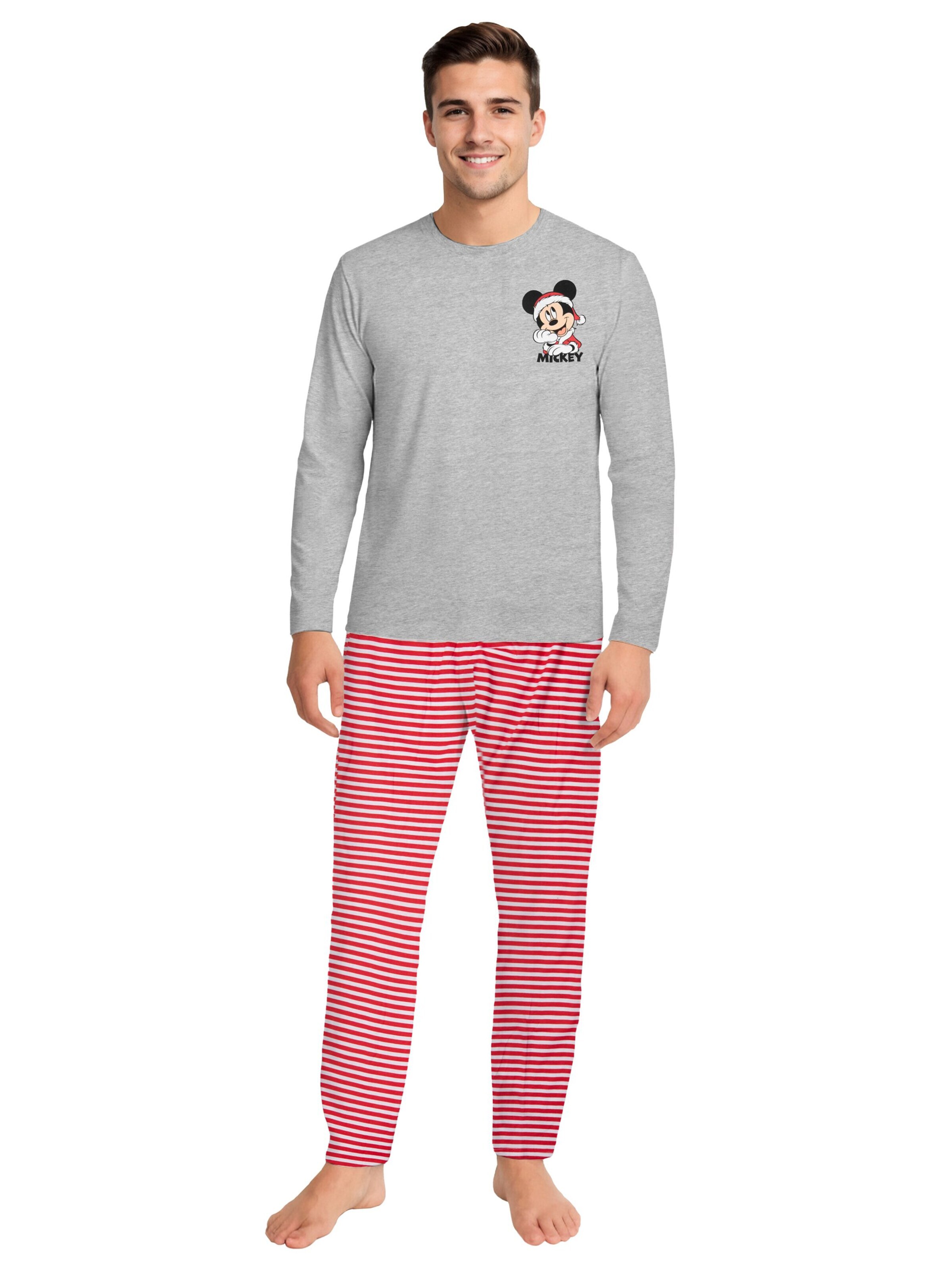 MICKEY MOUSE Pyjama lang 'Disney XMAS Christmas'‌‌ in Grau: Vorderseite