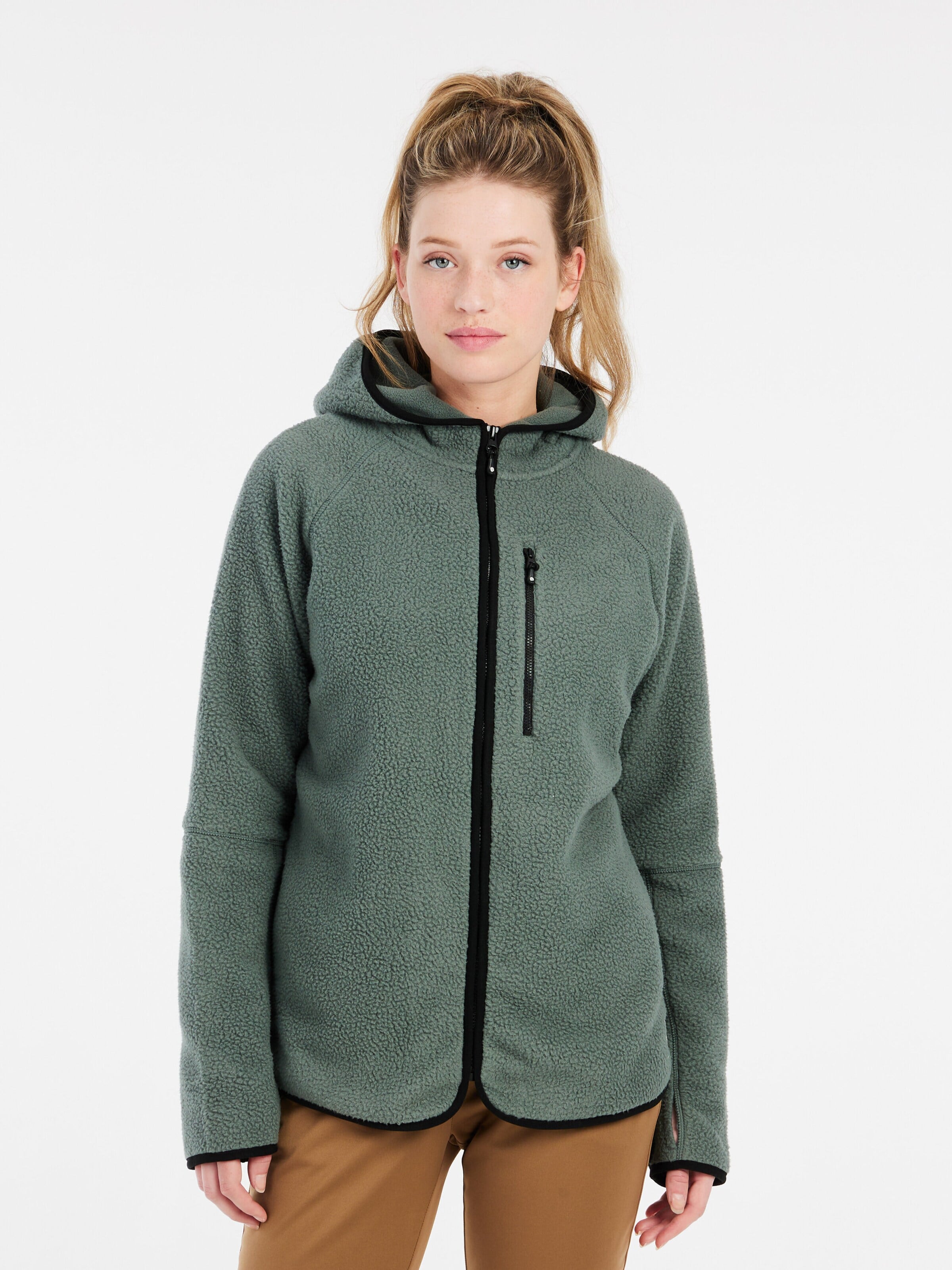 PROTEST Fleece jas 'PRTGOLD' in Groen: voorkant
