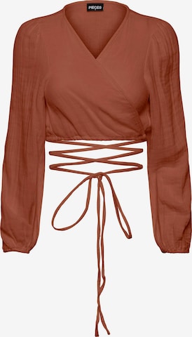PIECES Bluse 'TINA' i brun: forside