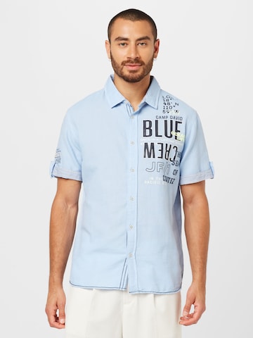 CAMP DAVID Regular fit Button Up Shirt in Blue: front