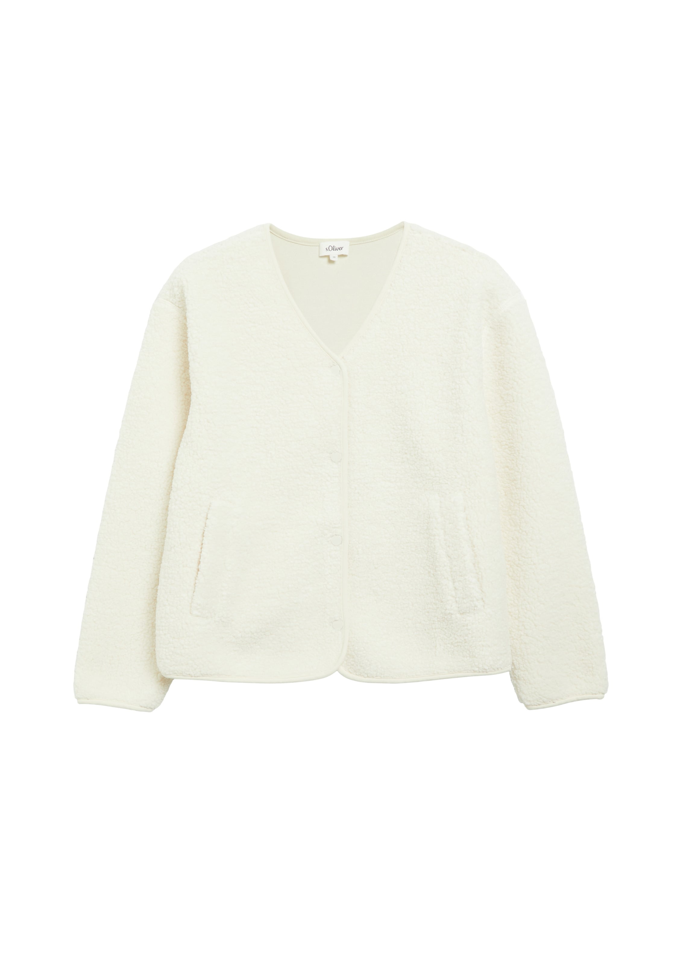 s.Oliver Fleece jas in Beige: voorkant