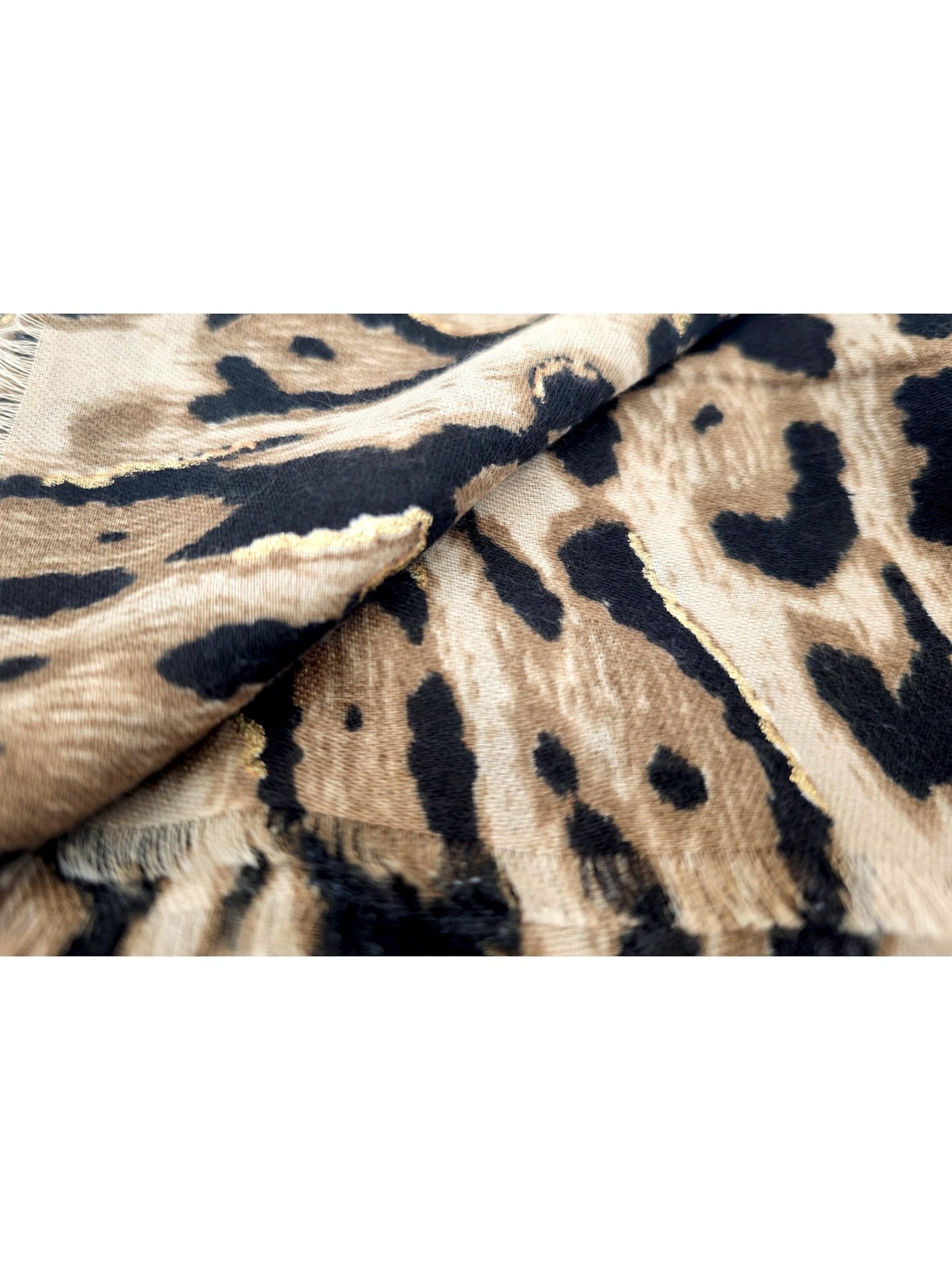 styleBREAKER Schal 'Schal Leoparden Muster Gold Metallic'‌‌‌‌‌‌ in Beige