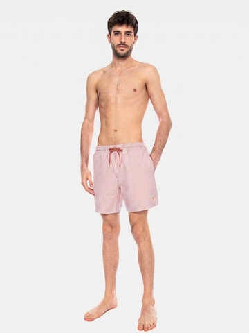 FARAH Board Shorts 'Colbert Seersucker Swim Coral Reef' in Pink: front