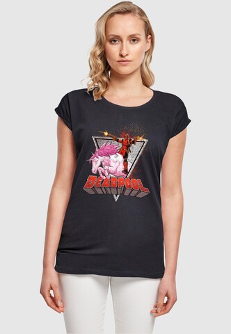 ABSOLUTE CULT T-Shirt 'Deadpool - Rides a Unicorn' in Blau: Vorderseite