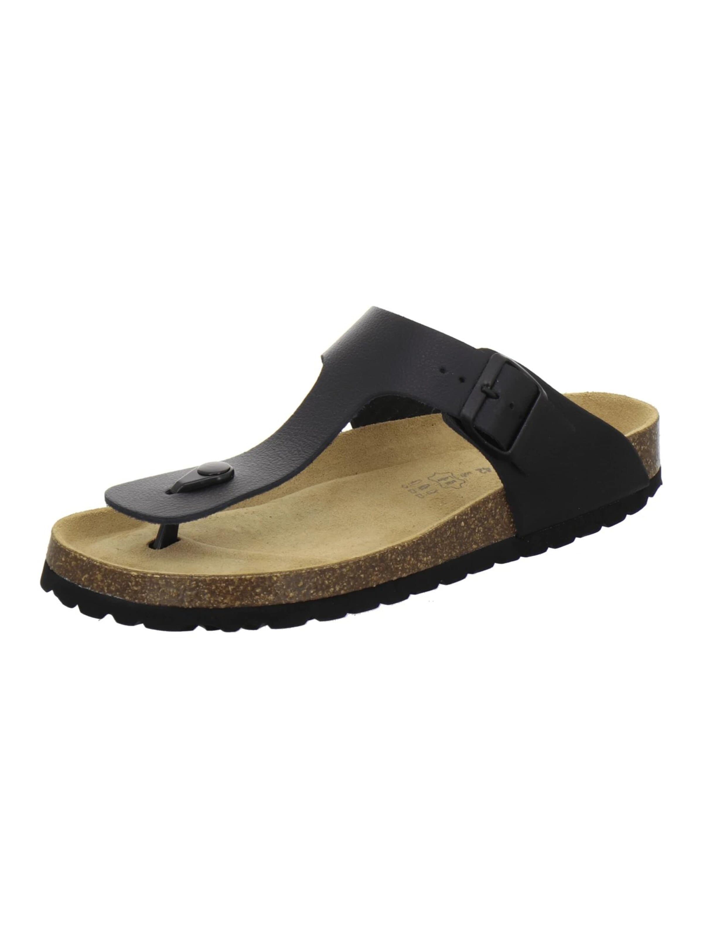 Sandales 'Zehensteg Sandalen Herren schwarz Leder' AFS-Schuhe en noir : devant