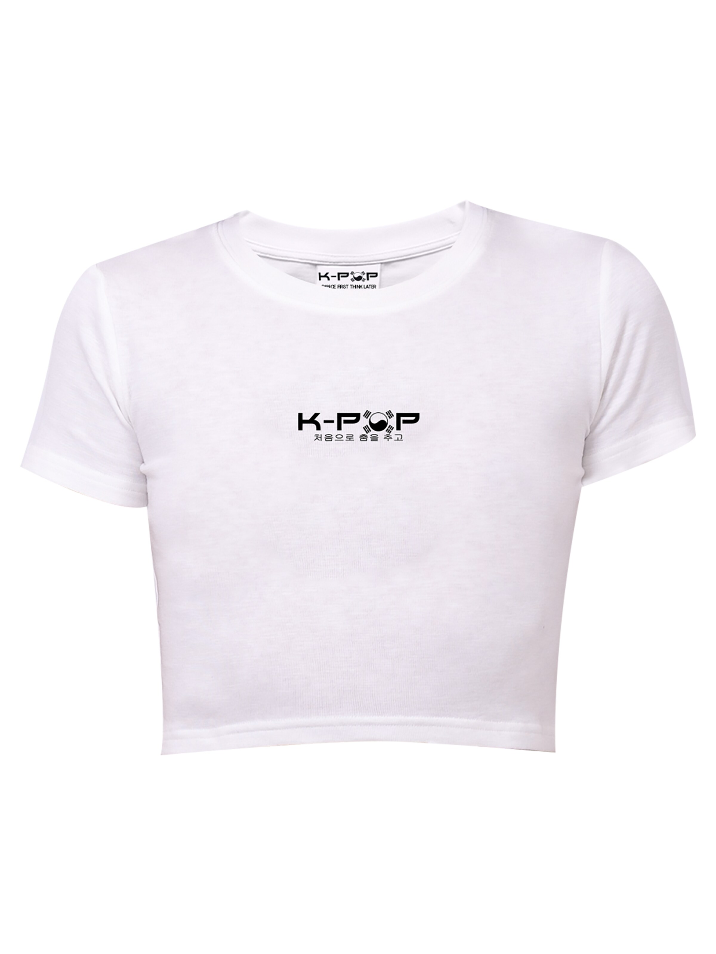 Maglietta 'Crop top' di K-pop in bianco: frontale