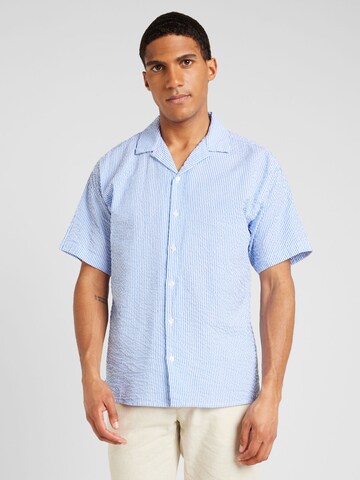 JACK & JONES Comfort fit Button Up Shirt 'AYDAN' in Blue: front