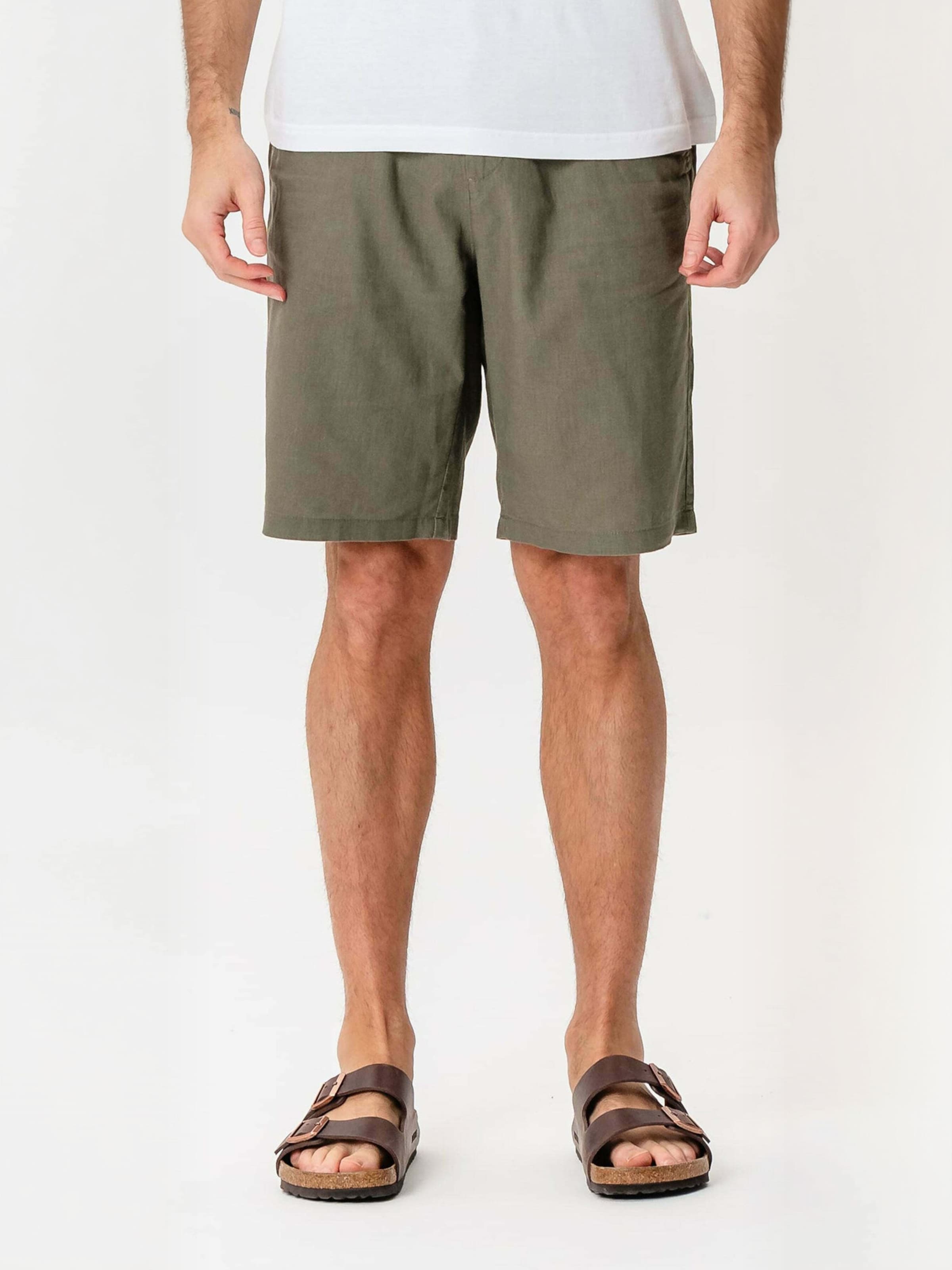 Pantalon ' Linen Blend ' TEESHOPPEN en vert : devant