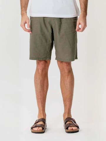 Pantalon ' Linen Blend ' TEESHOPPEN en vert : devant