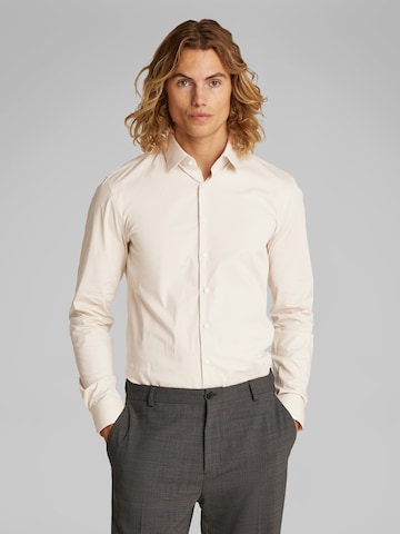 Calvin Klein Slim fit Srajca | bež barva: sprednja stran