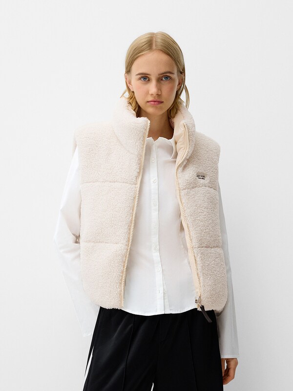 Bershka Vest in Ecru