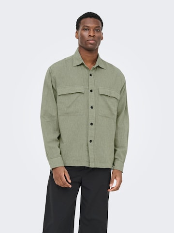 Only & Sons Regular fit Button Up Shirt 'ONSCaiden' in Green: front