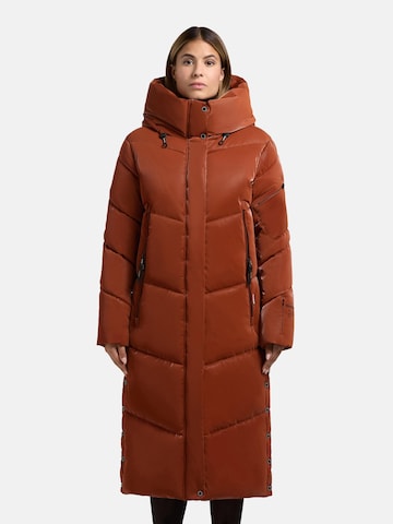 khujo Winter coat 'Pulset Shiny' in Brown: front