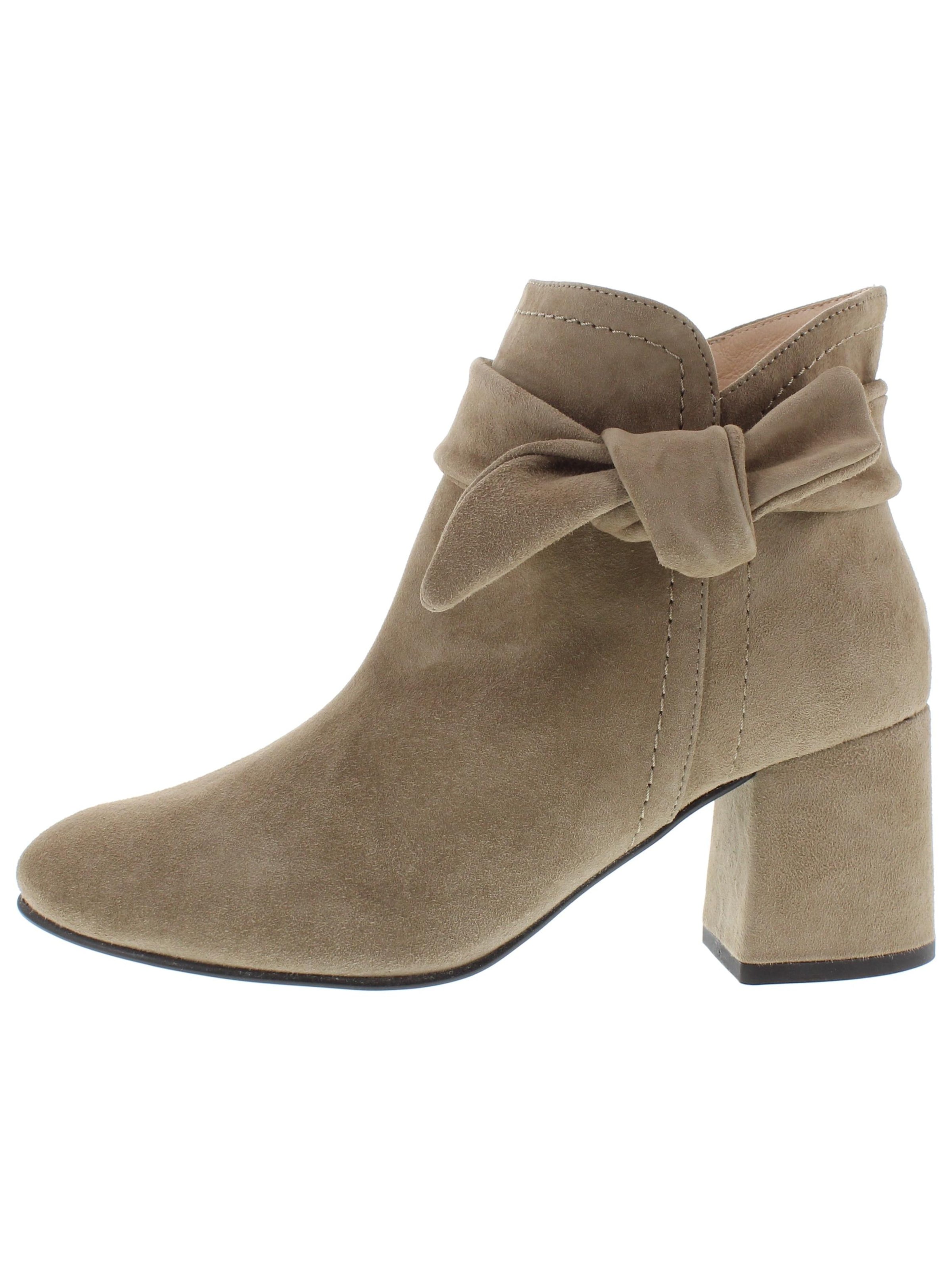 XAVER LUIS Schuhmanufaktur Booties 'RINA - edle Stiefelette mit Blockabsatz' in Beige: front