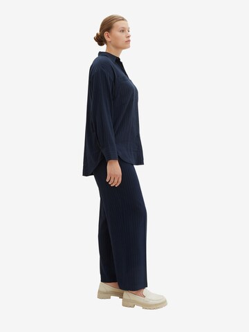 Tom Tailor Women + Široke hlačnice Hlače na rob | modra barva