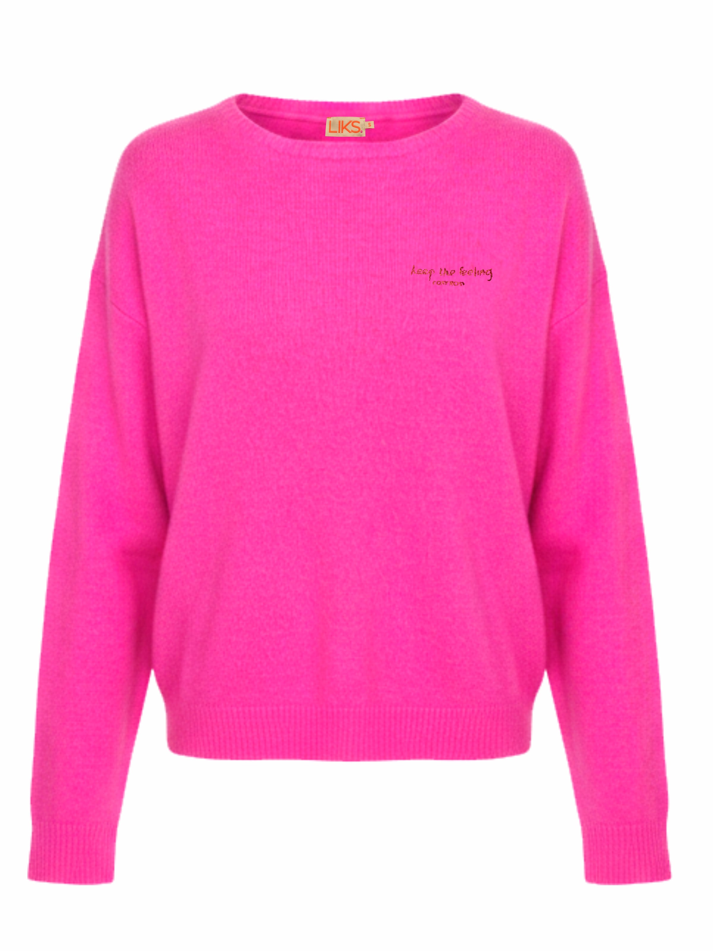 LIKS. Munich Pullover 'Keep the Feeling'‌‌‌‌‌‌‌ in Pink: Vorderseite