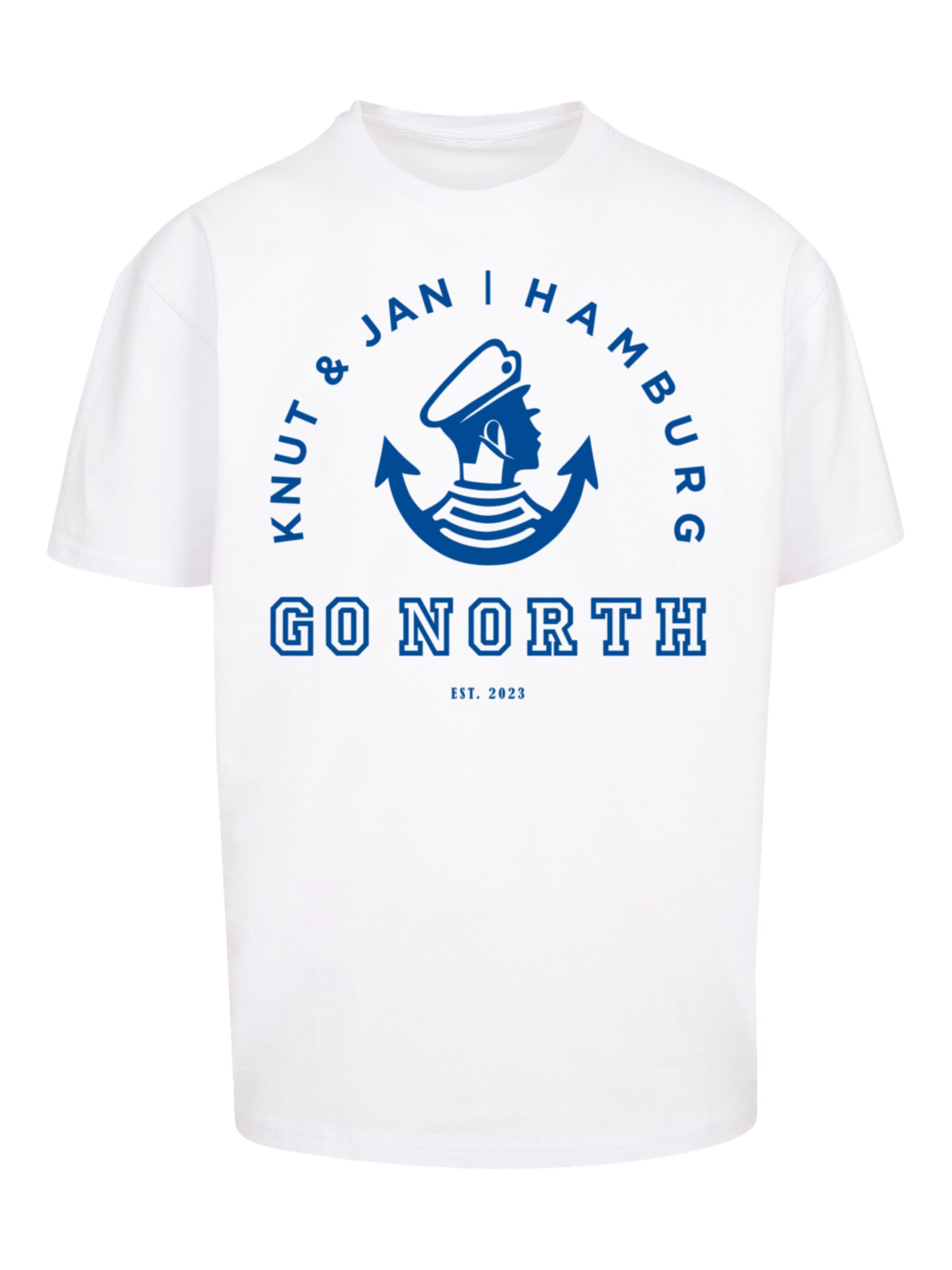 T-Shirt 'Go North Knut & Jan Hamburg Logo Knut & Jan Hamburg' F4NT4STIC en blanc : devant