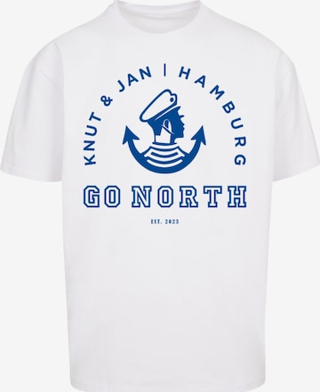 T-Shirt 'Go North Knut & Jan Hamburg Logo Knut & Jan Hamburg' F4NT4STIC en blanc : devant