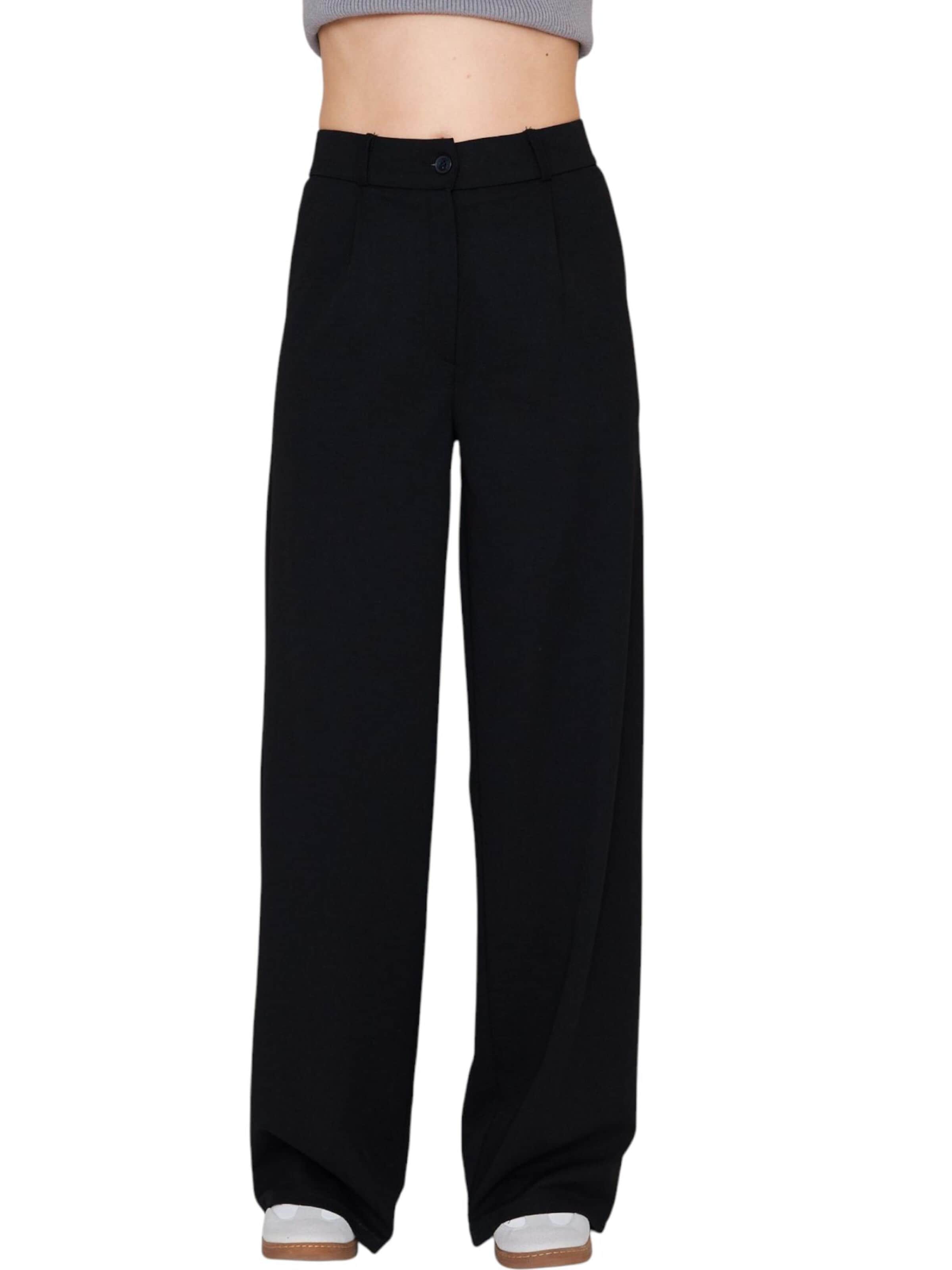 fashionshowcase Wide Leg Bukser med lægfolder 'Seyra' i sort