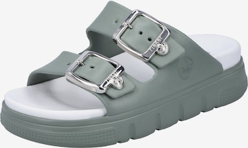 Rieker Mules in Green: front
