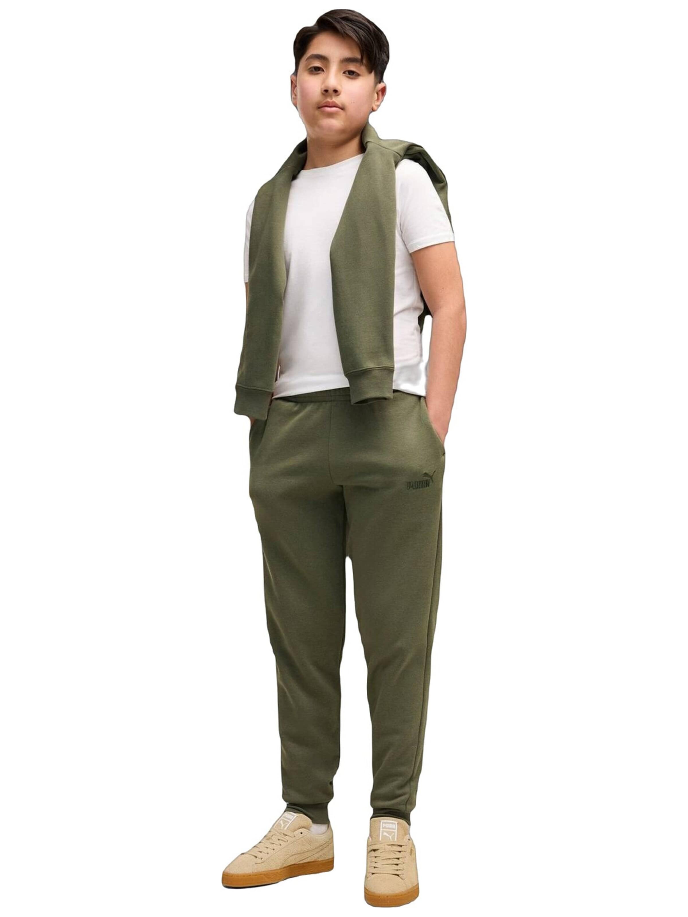 PUMA Regular Sporthose 'Puma Ess No. 1 Logo Sweatpants Fl B'‌‌‌‌‌‌‌ in Grün: Vorderseite
