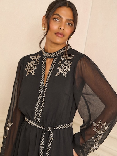 Rochie love & roses pe ecru / negru, Vizualizare produs