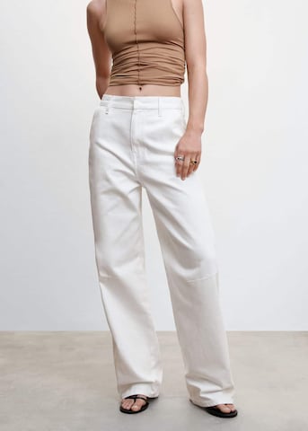 MANGO Wide leg Jeans in White: front