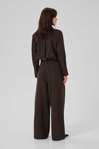 My Essential Wardrobe Wide leg Bandplooibroek 'VittaMW' in Bruin