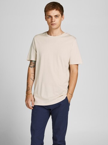 Coupe slim T-Shirt JACK & JONES en beige : devant