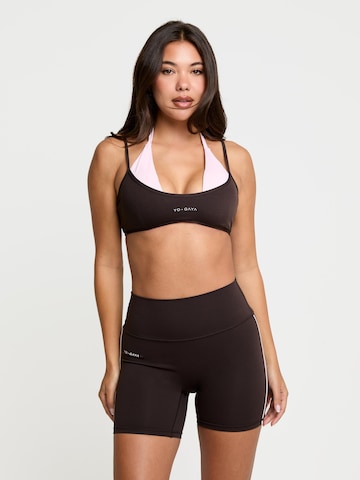 YO-GAYA Bustier Sport bh 'Layered Halter Bra' in Bruin